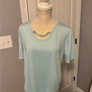 Shein Women's Light Blue Top with Chain Detail Shein